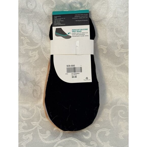 NIP 3-Pair Toe Liner Socks M: Shoe Size 5-10.5 Nude Gray & Black No Show Socks - Picture 2 of 5